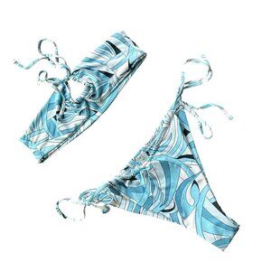 NWOT SHEIN bandeau High Rise Cheeky Side Tie Bikini Set Size Medium